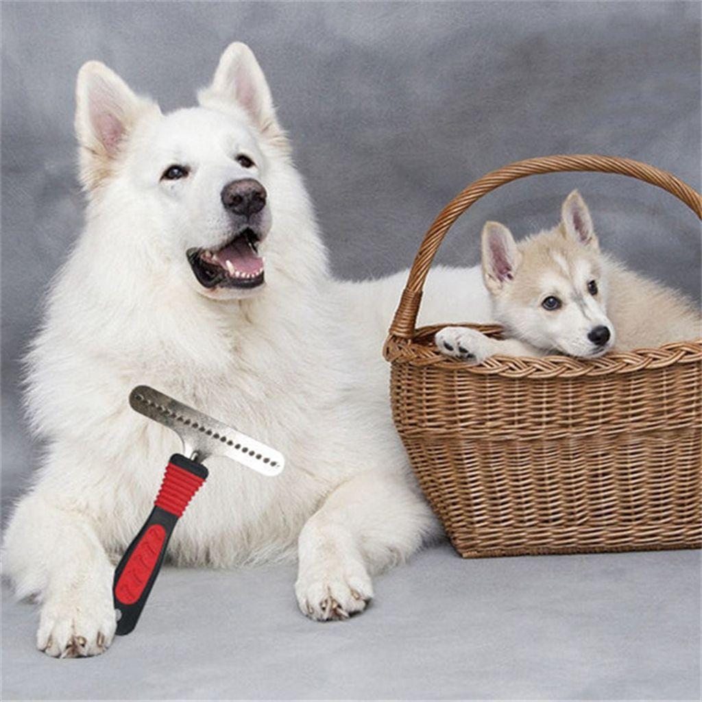 Double Row Pins Comfortable Grip Dog Supplies Pet Grooming Comb Rake Comb Fur Cleaning Tool