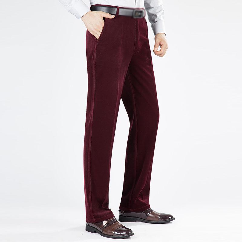 2024 весенне-осенние деловые мужские брюки, вельветовые костюмы для папы, брюки, тонкие винтажные прямые брюки, прямые повседневные брюки