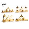 Modern Acrylic Craft Christmas Ornament, Mirrored Golden Silhouette Scene, Decorative Tabletop Decorations Desktop Display for Holiday Living