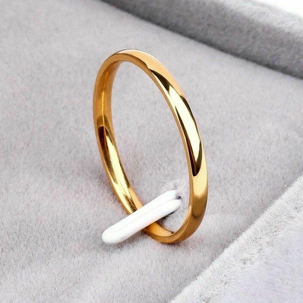 Women Girl Size 3-10 Party Jewelry 2MM Thin Ring Stainless Steel Plain Band Finger Knuckle