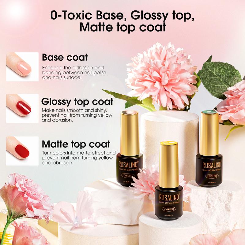 ROSALIND 48pcs Nail Gel Nail Polish Soak Off Hybrid UV/Led Lamp Glossy Multicolor Gel Semi Permanent Nail Art Design
