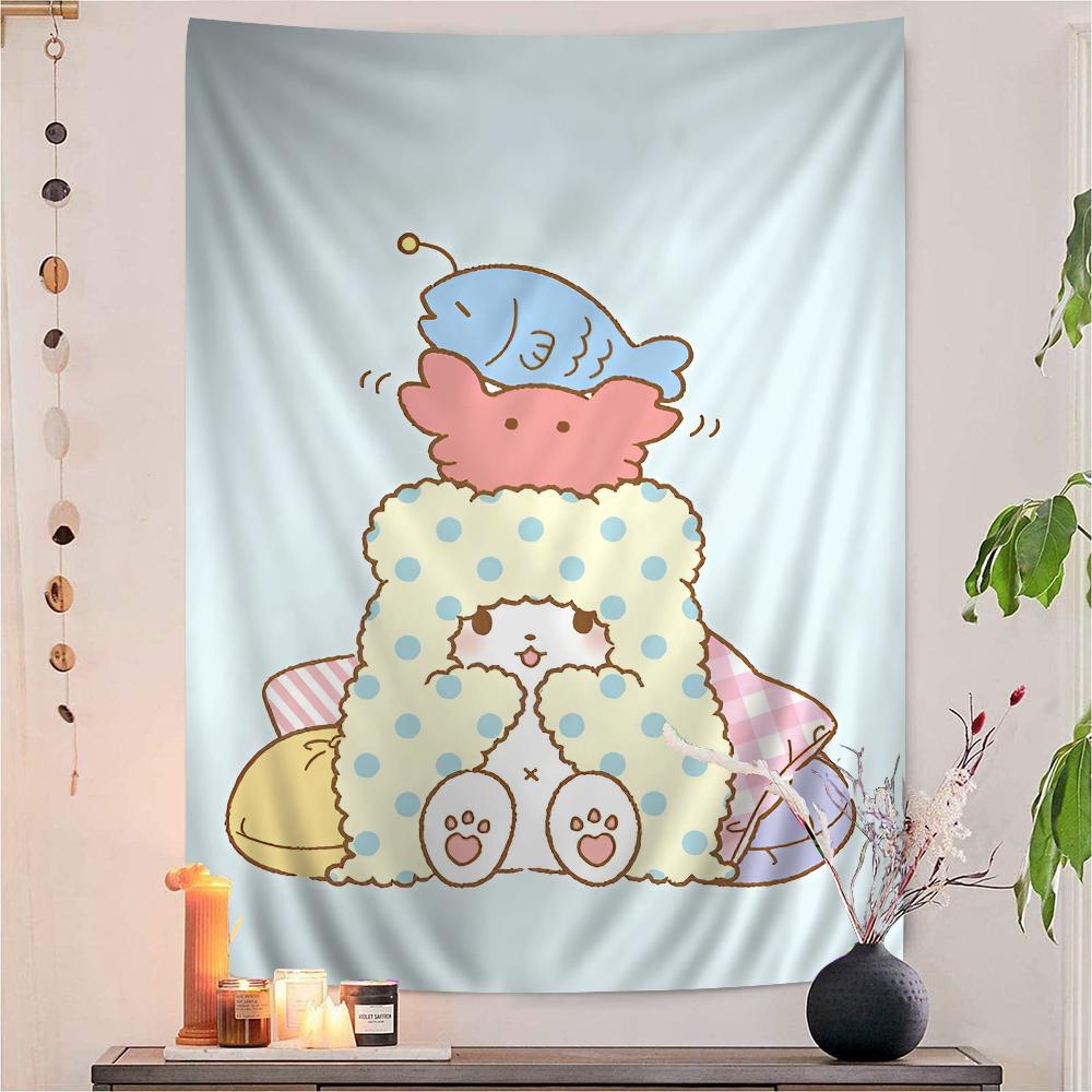 Cute Cartoon Marumofubiyori Cartoon Tapestry for Living Room Home Dorm Decor INS Home Decor