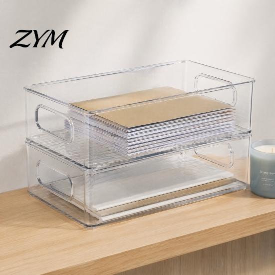 Countertop Makeup Organizer Desktop Storage Box, Clear PET Drawers Organizer, Stackable Space Small Item Sorting Box Saving Case, for Office