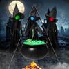 Halloween Witch Cauldron with Green Light Eyeballs for Outdoor Garden Lawn or Patio Decoration 30 7 Inch Tall Tripod