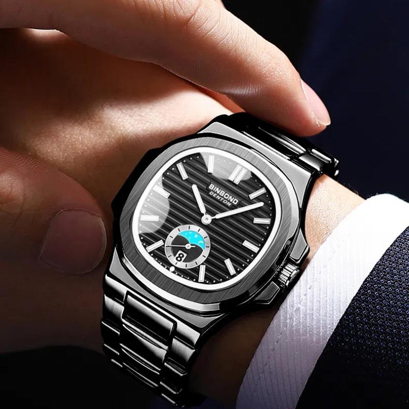 2024 New Luxury Watch Men Business Waterproof Male Clock Luminous Date Stainless Steel Square Quartz Men Watch