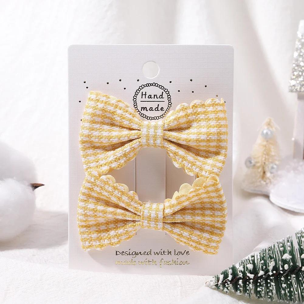 2 шт./компл. Однотонные нейлоновые детские бантики Заколки для волос для маленьких девочек Ручной работы Бантик Заколка-автомат Фотографические аксессуары для волос