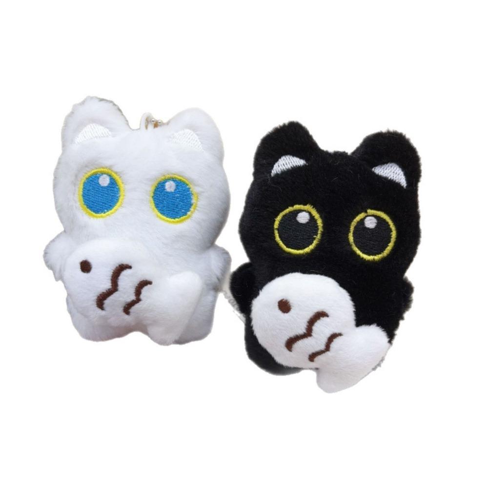 Cute Plush Cat Keychain Good Luck Bag Hanging Charms Cat Fish Pendant Bag Key Decor