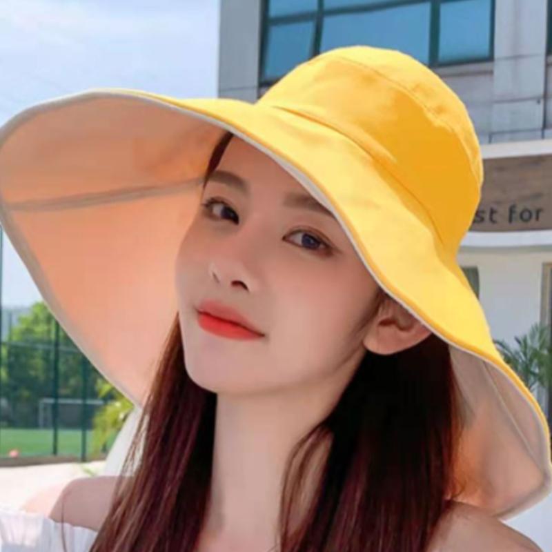 Summer Women Sun Hats For Big Wide Brim Bucket Hat Foldable Uv Protection Female Panama Beach Cap Outdoor Travel Fisherman Caps