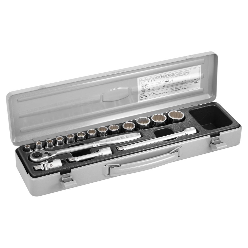 TONE 1560MH Набор торцевых ключей из 17 предметов, 9,5 мм (3/8") Драйв, Серебристый