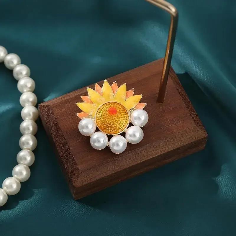 Подсолнух Хризантема Магнолия Эмаль Брошь Нежная Дамская Страза Нагрудный Знак Одежда Аксессуары Подарочные Украшения Подарок Девочке