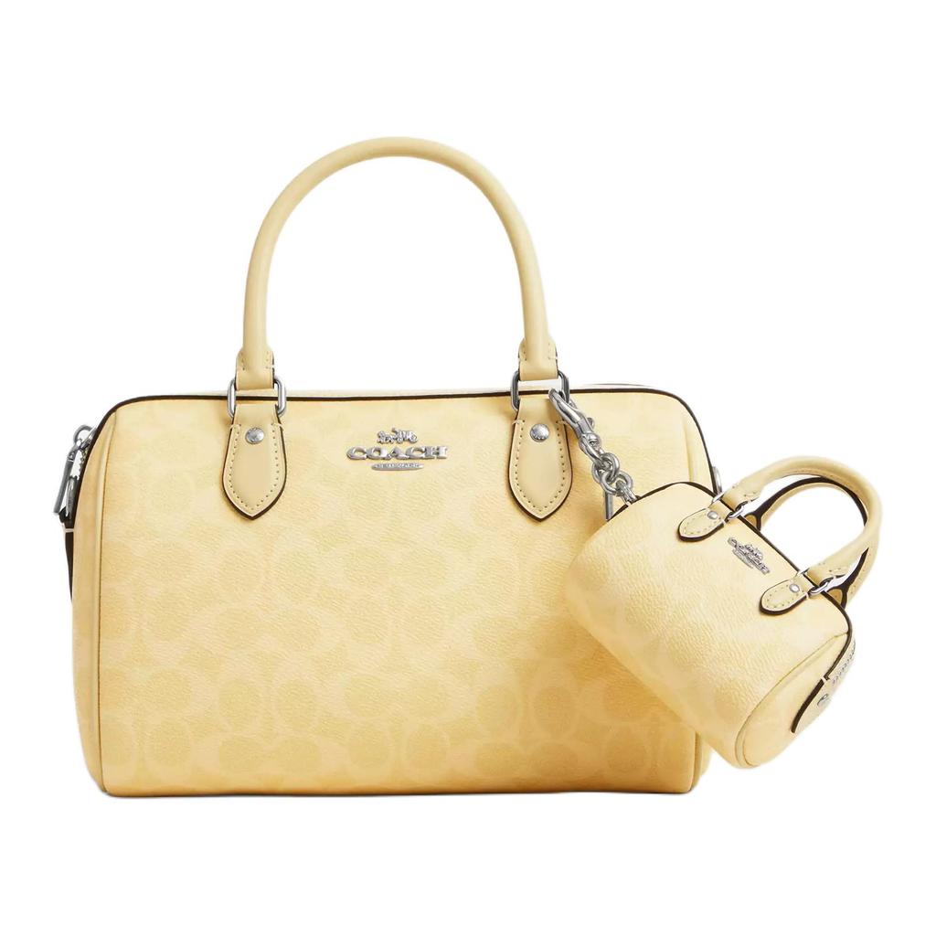 New COACH Rowan Leather Bag Accessory Mini Women's Yellow CX068-SVMN0