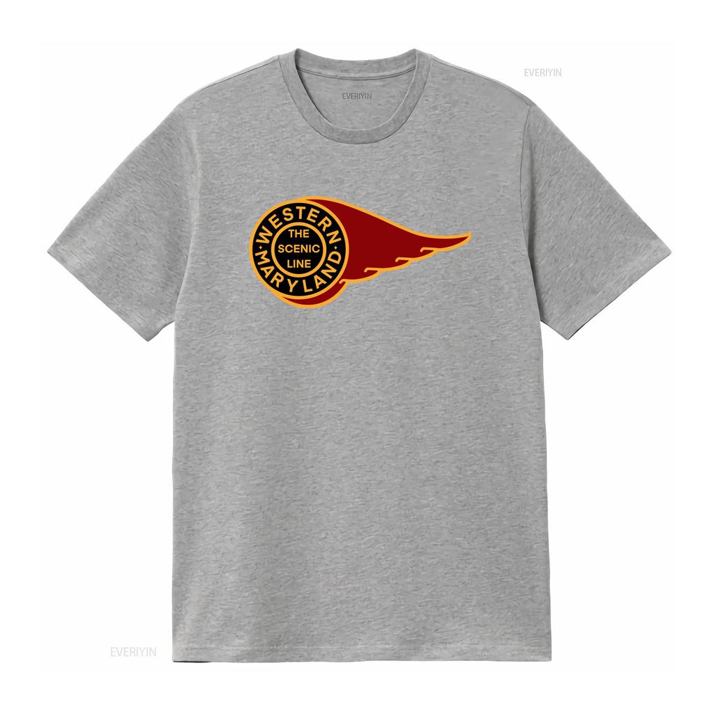 Retro Vintage Western Maryland Scenic Line Wing Print Casual T Shirt vintage Washed Top For Everyday Wear Breathable fashion