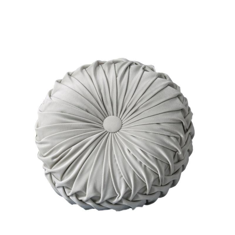 Velvet Pleated Round Pumpkin Throw Pillow For Sofa Decor