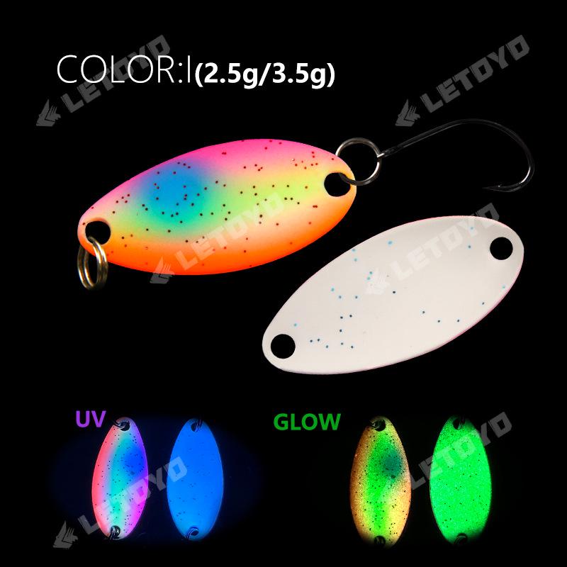 LETOYO UV Glow Sequin Lure: 2.5g & 3.5g Spoon Copper Bait for Long Cast Trout & Mackerel Fishing.