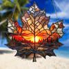 Maple Leaf Sun Catcher Sunset Hanging Decoration Stained Glass Style