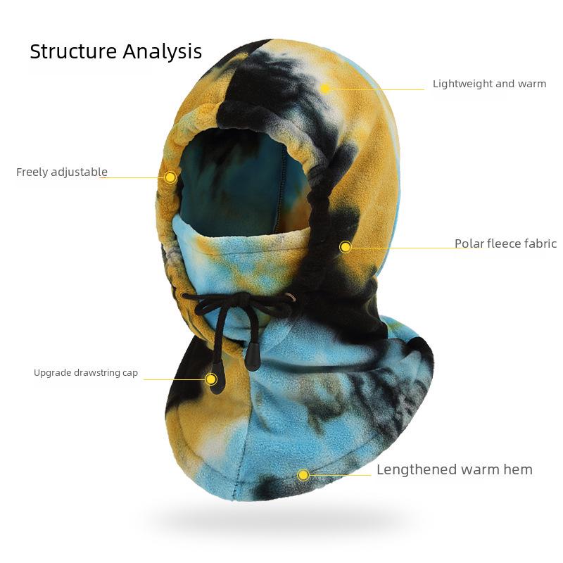 Зимняя флисовая утепленная куртка с принтом тай-дай и велосипедная маска для альпинизма и катания на лыжах