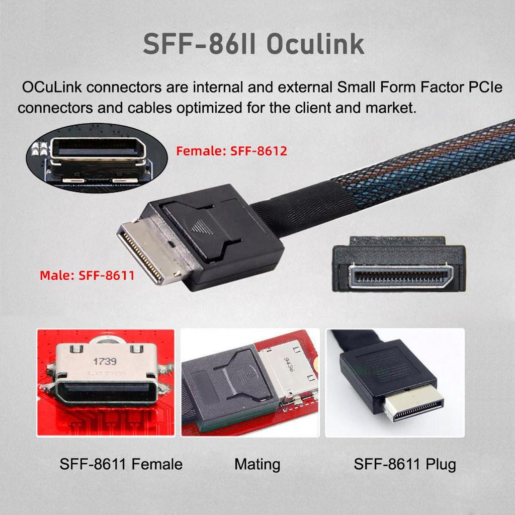 NFHK Адаптер Oculink Female на NVME PCIe SSD для материнских плат SFF-8611 U.2 U.3 SFF-8639 PCI-Express