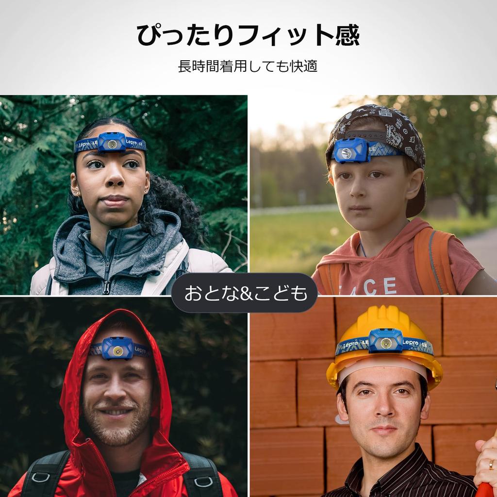 Lepro Rechargeable 300 Lumens LED Set of 2 Red Hours of IPX4 Ideal for Night Outdoor and Power Compact and Lightweight USB-C Headlamp, High-Brightness