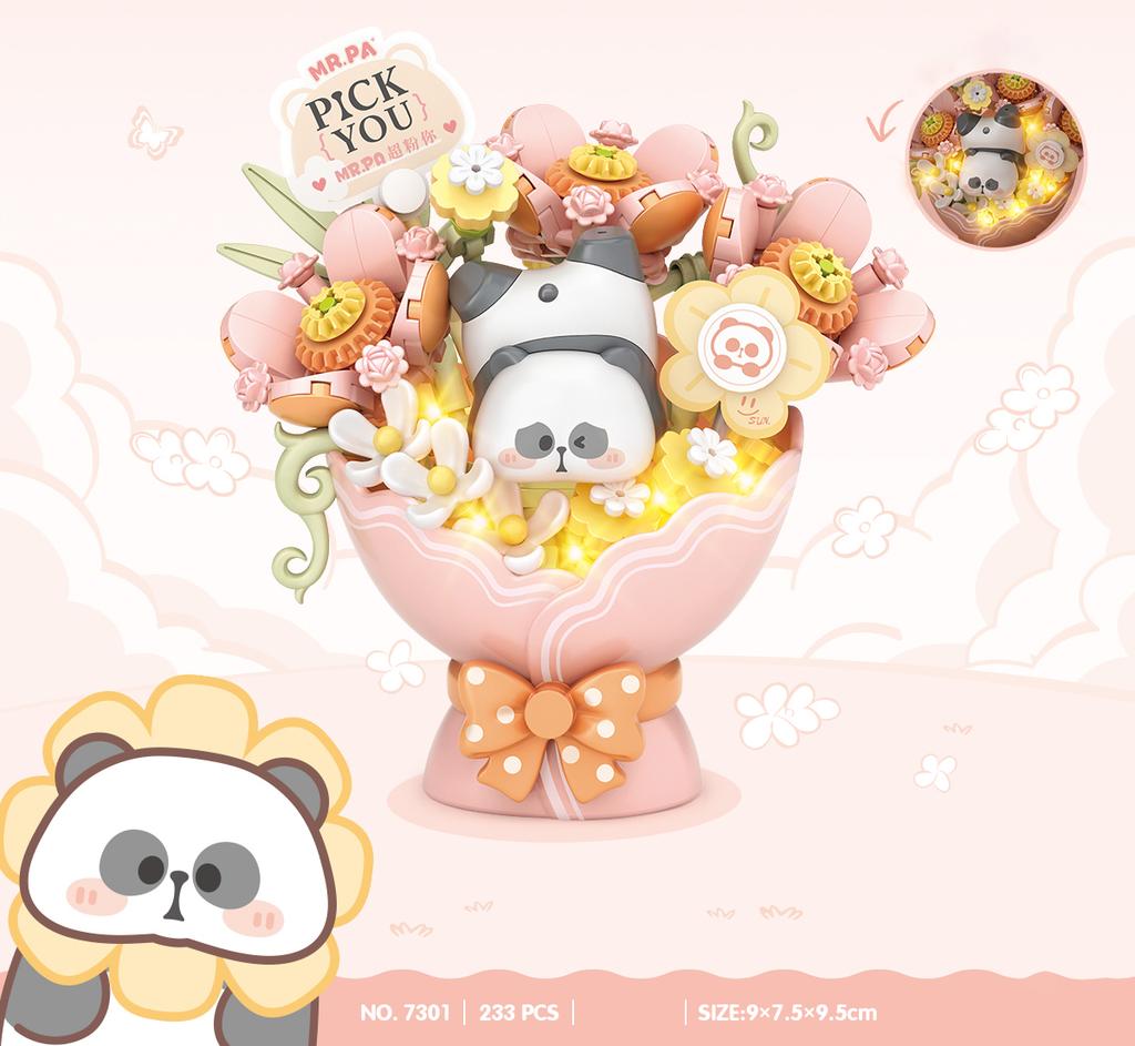 LOZ-7304 Sunflower Flower Immortal Flower Building Block Flower Plant Series Educational Model Girl Building Block Flower Toy