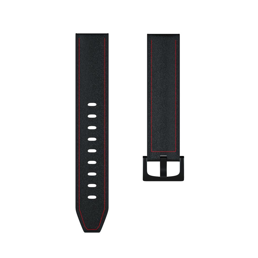 22mm Genuine Leather Coated Silicone Watch Band Black Buckle for Huawei Watch GT