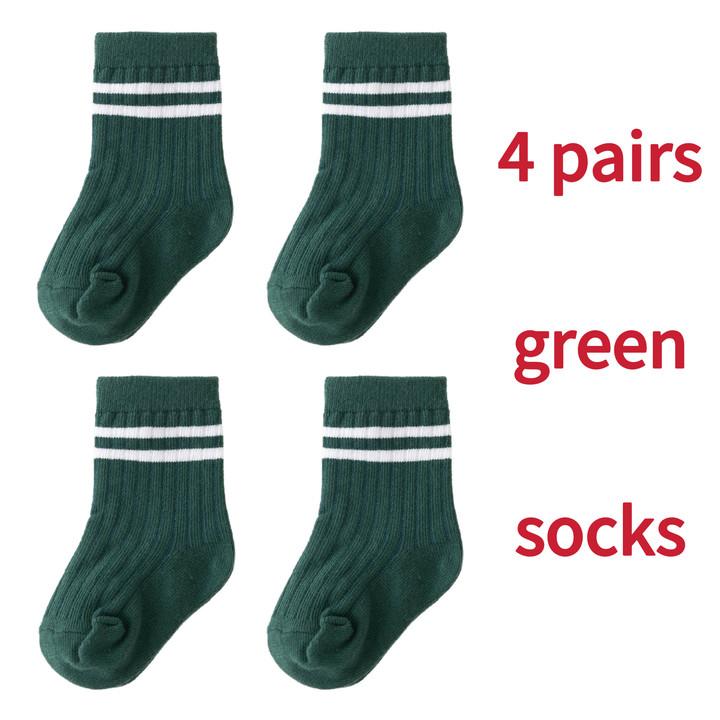 4 пары/комплект Детские носки в полоску из чистого хлопка в рубчик для малышей, носки до щиколотки, упаковка, мягкие детские аксессуары, одежда для мальчиков 0-5 лет