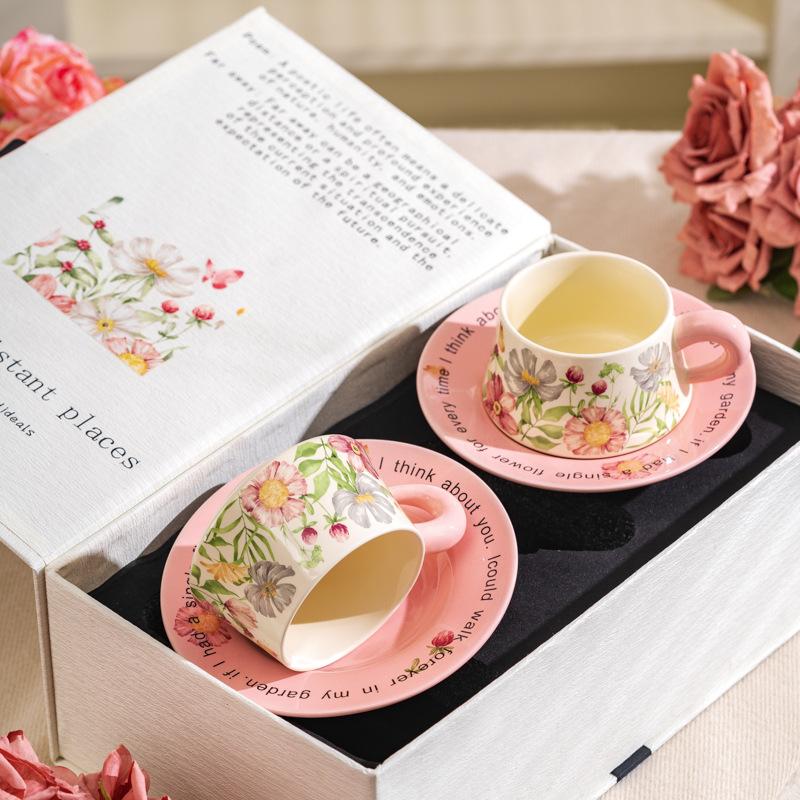 Набор кофейной чашки и блюдца Xiangyang Flower Blossom Керамическая кофейная чашка Подарочная коробка Премиальный сувенир День медсестры День матери