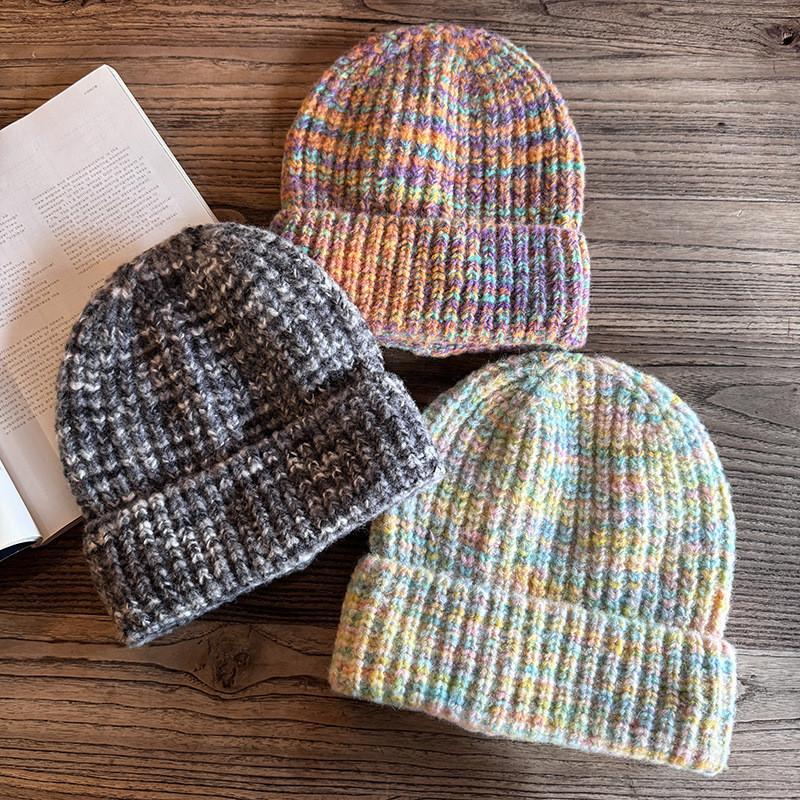 Женская Мода Цветная Повседневная Теплая Вязаная Шапка для Зимних Прогулок