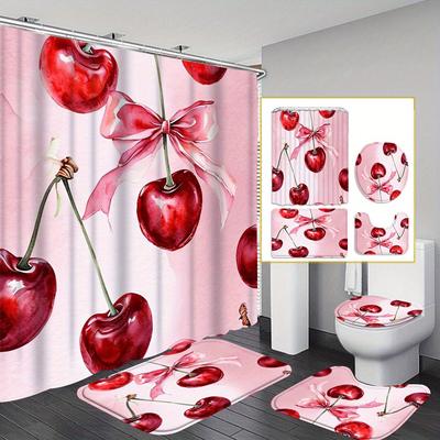 1/4 шт. Водонепроницаемая занавеска для душа с изображением листьев ко Дню святого Валентина, декоративный набор для ванной комнаты, нескользящий коврик для унитаза, коврик для ванной и 12 крючков