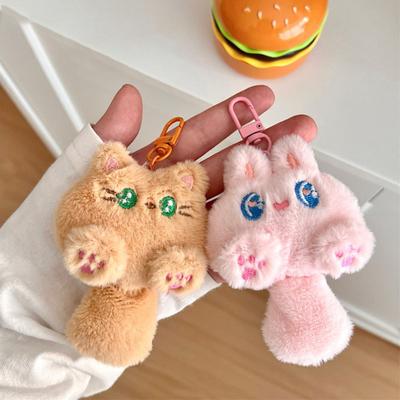 Мультяшный плюшевый брелок для ключей с кошкой, милая игрушка, плюшевый брелок в виде кролика, кукла, кавайный мягкий брелок в виде медведя с хвостом, украшение на рюкзак