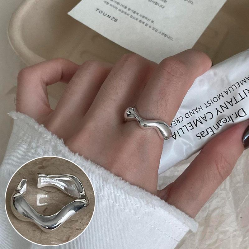 Женское ретро черное овальное геометрическое разомкнутое кольцо - Универсальное модное украшение на указательный палец