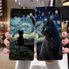 Чехол для телефона Google Pixel 6 7 8 9 Pro XL 8A 7A 6A Черный чехол Мягкий корпус Художественный Черный кот Звездная ночь