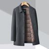 Winter Thick Double-sided Woolen Coat for Middle-aged Men, Wool Coat, Down Dad Outfit, Medium-length Cashmere Windbreaker for Men