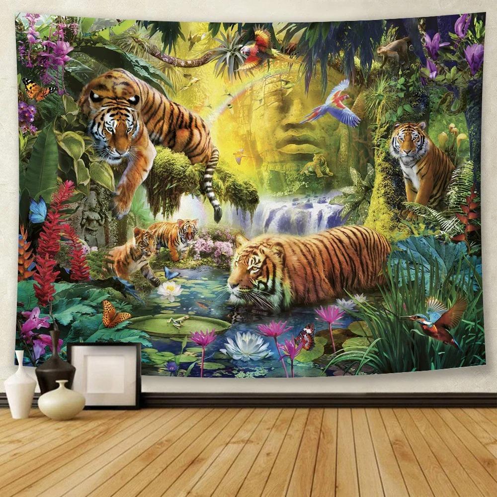 Лесной зверь Тигр Декоративный гобелен Офис Гостиная Декор Домашний Настенный Гобелен