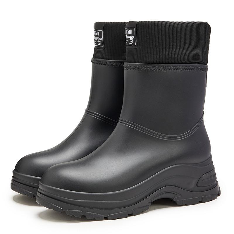 thick-soled women's fixed integrated cotton rain shoes winter tide shoes sports shoes waterproof shoes thermal cover rubber shoes work rain boots
