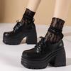 Fashion Lolita Shoes for Women Mary Jane 2024 Lace Up Loafers Girls Students JK Uniform High Heels Platform Shoes Female Shoes