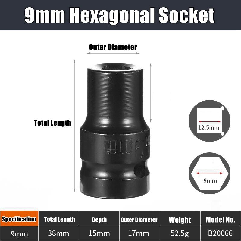 Набор глубоких ударных головок 1/2" Привод Метрический ключ Черная головка Глубокая ударная головка Пневматическая головка Инструменты для снятия шин