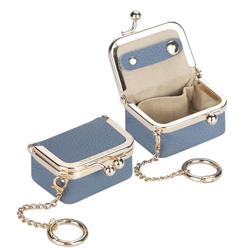 Royal Bagger Genuine Leather Mini Jewelry Box Women's Coin Purse Solid Color Kiss Lock Change Pouch Casual Style Small Storage Bag for Women 1894