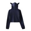 Корейская мода Icrimax Print Kawaii Crop Top Hoodie Funny Cat Ear Cropped Short Hooded Pullover Women Tops Streetwear
