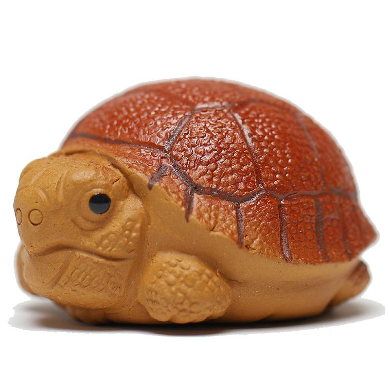 Yixing Purple Clay Small Turtle Tea Pet Vintage Exquisite Miniatures Tea Figurine Play Toys Tea Statue Ornaments Collection Gift