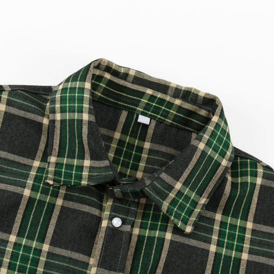 Женская осенняя рубашка с лацканами, однобортная рубашка с длинным рукавом, топы, клетчатый принт, свободная рубашка с накладным карманом, уличная одежда