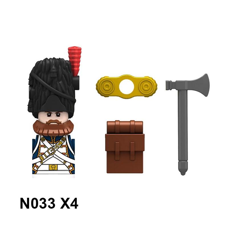 4pcs Military Building Blocks Medieval Knights Duke Marshal Figures Napoleonic Wars Weapons Sword Flags Shoulder Armor Cape Brick MOC