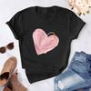 Watercolor Pink Heart Tshirt Unisex Women Unisex Tops Black White Couple Tshirt Durable Plussize Casual Tshirt Daily Streetwear