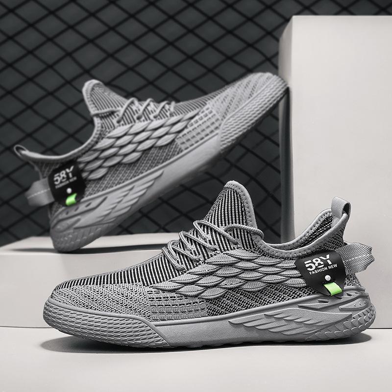 Flying woven men's shoes summer versatile mesh running breathable soft sole sports and leisure dad tide shoes 2024 new