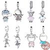 925 Sterling Silver Little Girl And Little Boy Dangle Charm Beads Fit Sweet Fasion Bracelet Bangle Diy Jewelry Gift