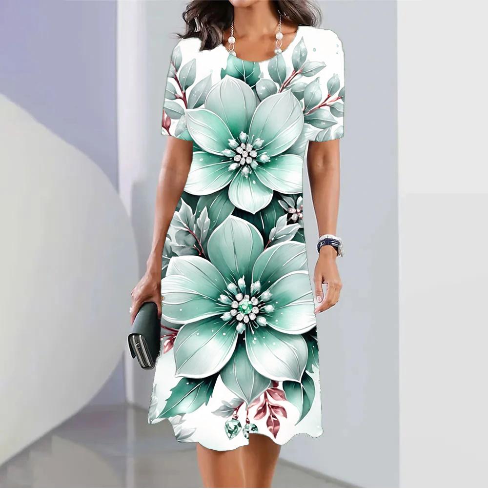 Модное женское платье с 3D-принтом в виде черепа, забавный узор ужасов, повседневное платье А-силуэта, летнее женское платье с коротким рукавом и круглым вырезом