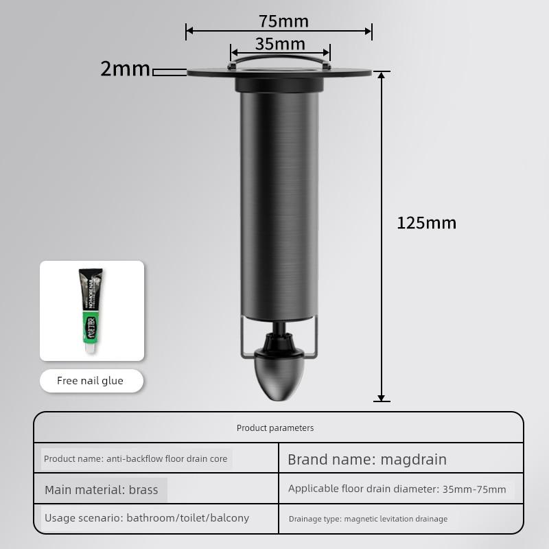 Floor Drain Backflow Prevention Valve, Anti-Odor, Anti-Insect, All-Copper, Kitchen and Bathroom Anti-Backflow, Large Diameter Floor Drain Core