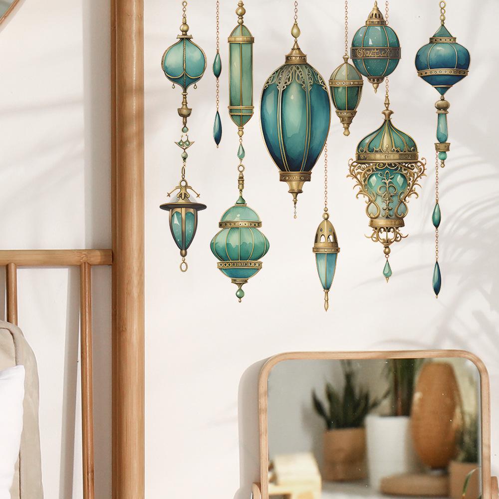 Съемное ретро зеленое украшение для спальни, шкафа, окна, наклейка на стену, самоклеящиеся наклейки