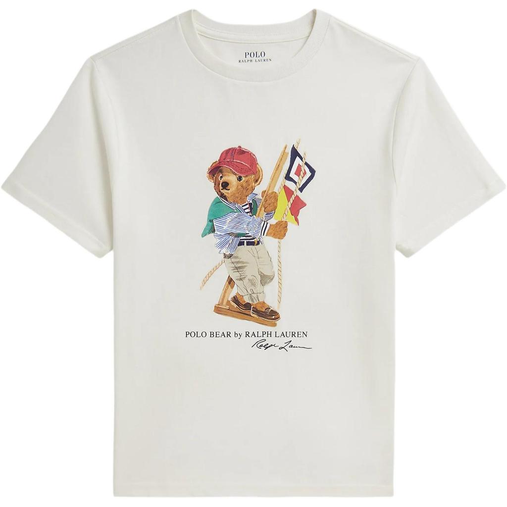 Polo Ralph Lauren Футболка с принтом Polo Bear, короткий рукав, круглый вырез, детские топы 323A12428-001