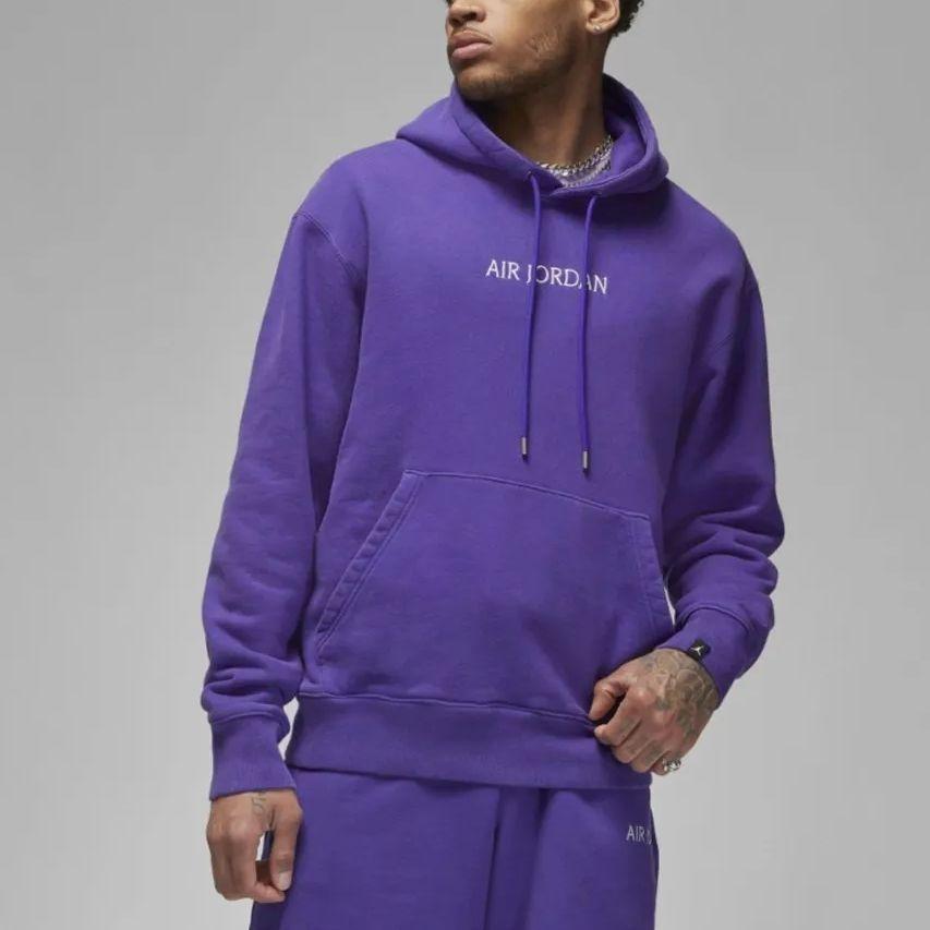Air Jordan Solid Color Hooded Drawstring Hoodie Men's Dark Purple DV6464-514