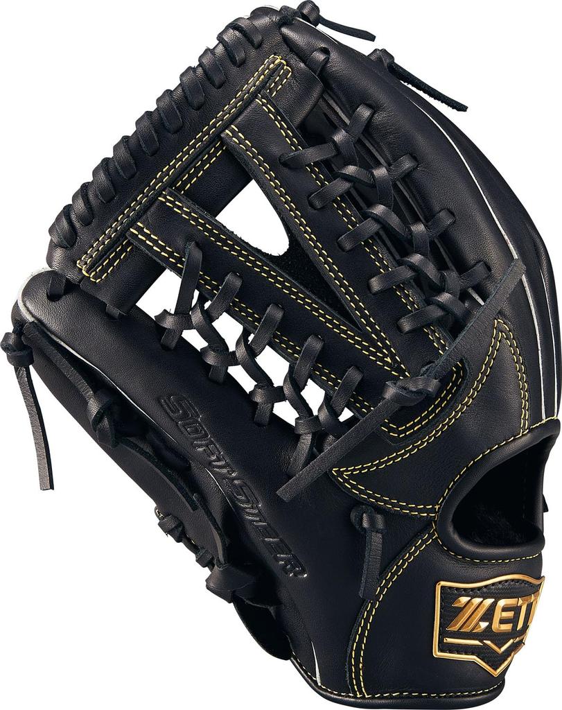 ZETT Youth Soft Steer Baseball Glove Black LL BJGB74550F (All-Around) (1900) Size